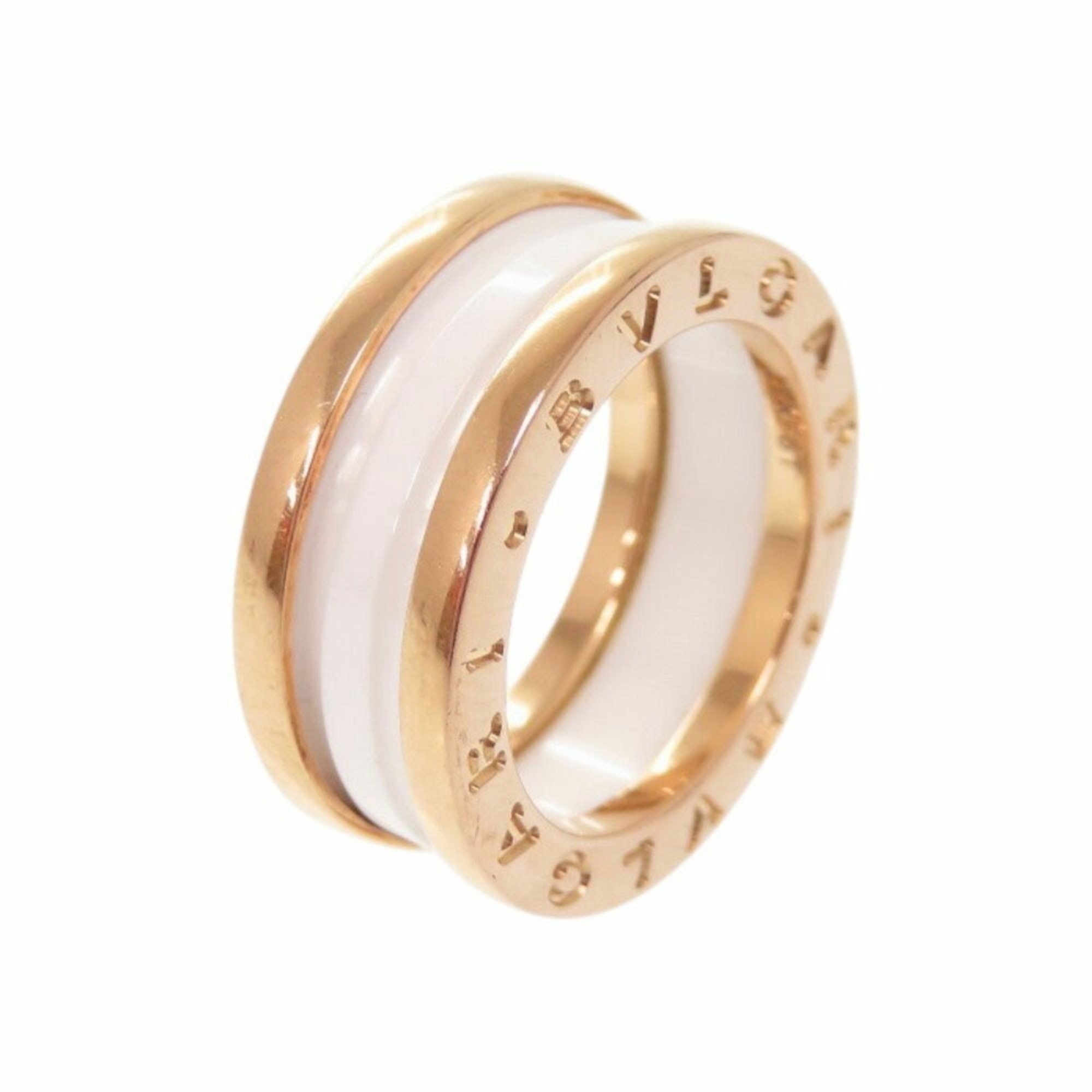 Bvlgari B-Zero1 18kpg 750pg White Ceramic 49 Pink Gold Ring 0039bvlgari 1386$